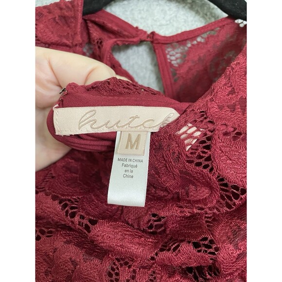 Anthropologie Hutch Olivia lace Maxi Dress  Red Wine Medium Holiday Christmas - Picture 5 of 9